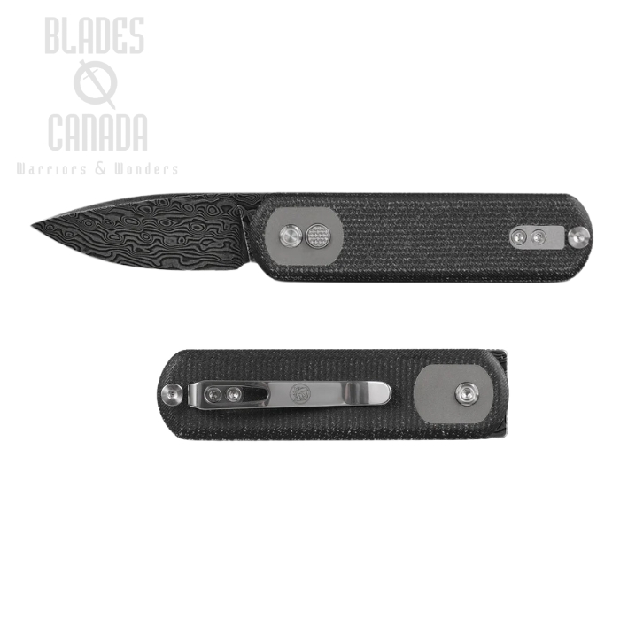 Vosteed Corgi Pup Trek Lock Folding Knife , Damascus, Micarta Black, A0722