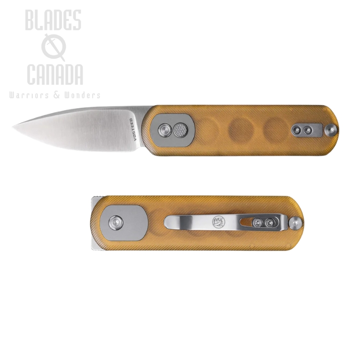 Vosteed Corgi Pup Trek Lock Folding Knife , S35VN, PEI Amber, A0723