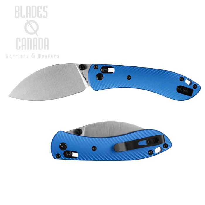 Vosteed Mini Nightshade Folding Knife, 14C28N Satin, Aluminum Blue, A0216