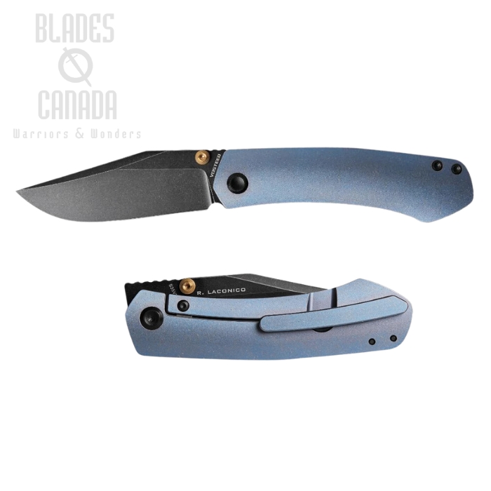 Vosteed Vallhund Framelock Folding Knife, S35VN Black, Titanium Blue, A2102