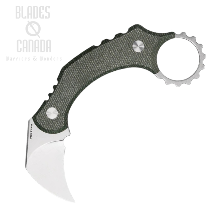 Vosteed Dirty Girl Karambit Knife, 14C28N, Micarta Green, Kydex Sheath, D0201