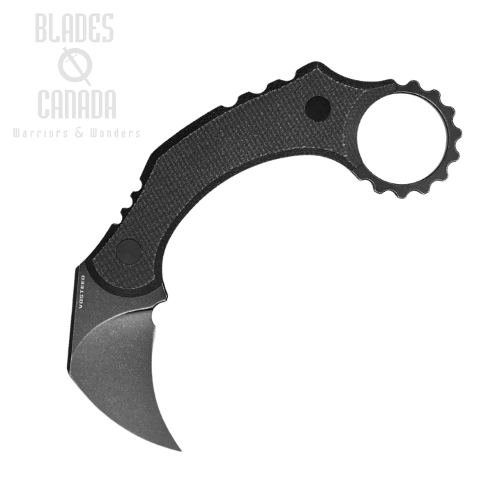 Vosteed Dirty Girl Karambit Knife, 14C28N Black, Micarta Black, Kydex Sheath, D0202