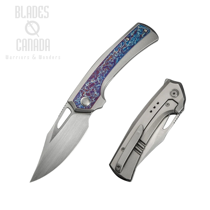 WE Knife Nefaris Flipper Folding Knife, CPM 20CV BB, Titanium Flamed Inlay, WE22040FA-1