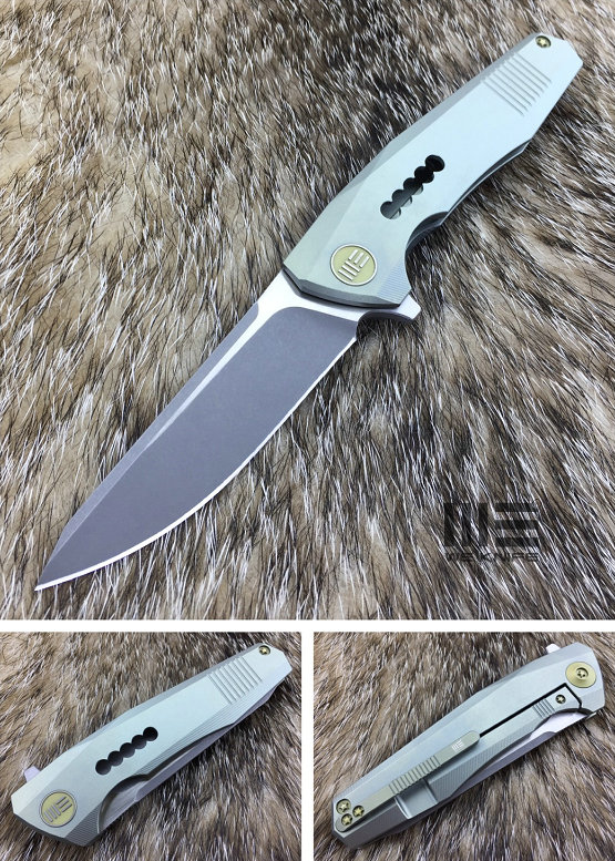 WE Knife 603H Flipper Framelock Knife, S35VN Stonewash, Titanium Green, 603H