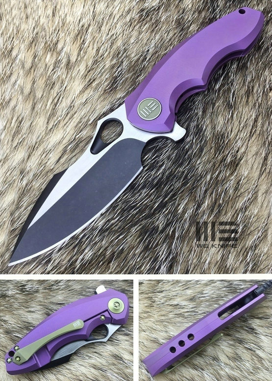 WE Knife 605A Flipper Framelock Knife, S35VN Blackwash, Titanium Purple, 605A