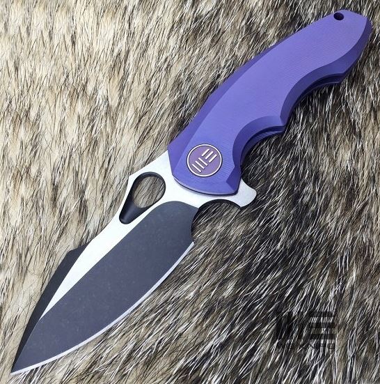 WE Knife 605B Flipper Framelock Knife, S35VN Blackwash Two-Tone, Titanium Blue, 605B