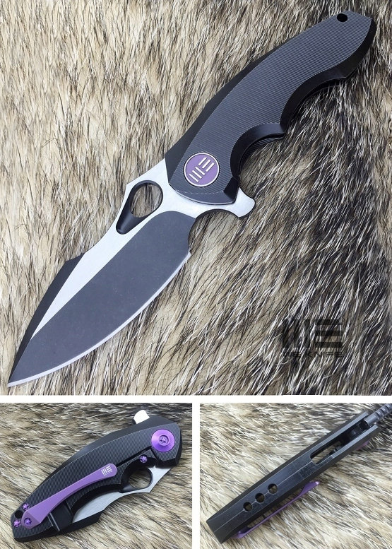 WE Knife 605C Flipper Framelock Knife, S35VN Blackwash, Titanium Black, 605C