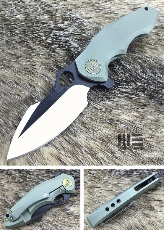 WE Knife 605I Flipper Framelock Knife, S35VN Two-Tone, Titanium Green, 605I