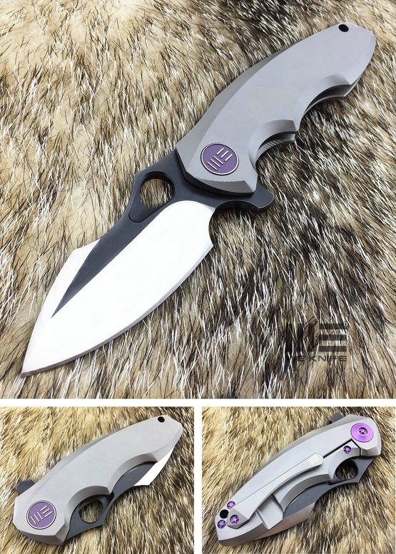 WE Knife 605J Flipper Framelock Knife, S35VN Two-Tone, Titanium Grey, 605J