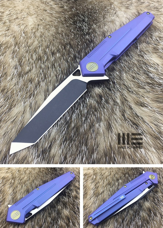 WE Knife 610C Flipper Framelock Knife, S35VN Two-Tone, Titanium Blue, 610C