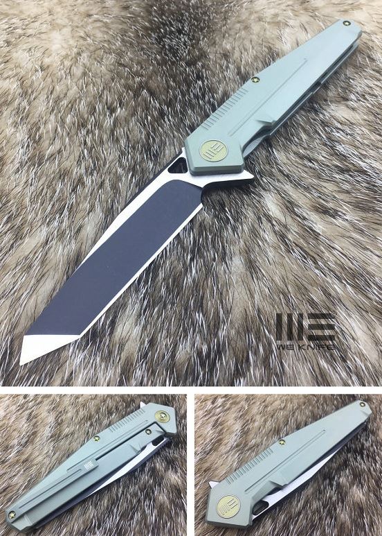 WE Knife 610E Flipper Framelock Knife, S35VN Tanto, Titanium Green, 610E