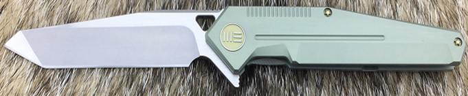WE Knife 610F Flipper Framelock Knife, S35VN Tanto Satin, Titanium Green, 610F