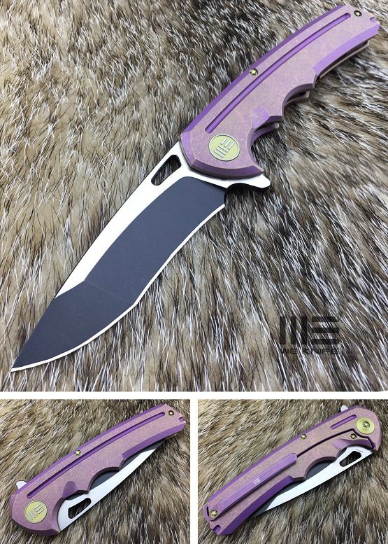 WE Knife 611A Flipper Framelock Knife, S35VN Two-Tone, Titanium Purple, 611A