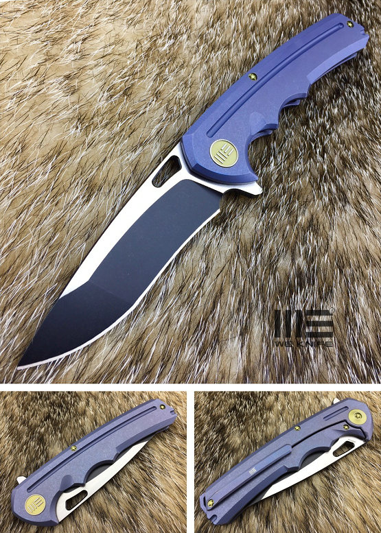 WE Knife 611C Flipper Framelock Knife, S35VN Two-Tone, Titanium Blue, 611C