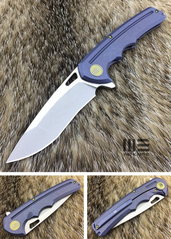WE Knife 611D Flipper Framelock Knife, S35VN SW, Titanium Blue, 611D
