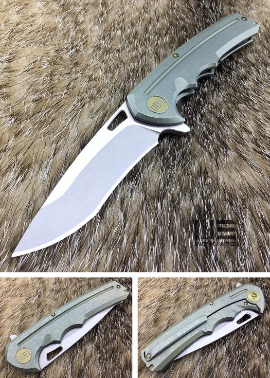 WE Knife 611F Flipper Framelock Knife, CPM S35VN, Titanium Green, 611F