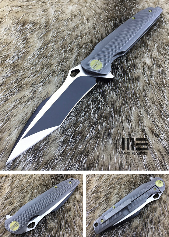 WE Knife 612G Flipper Framelock Knife, S35VN Recurve Tanto, Titanium Grey, 612G