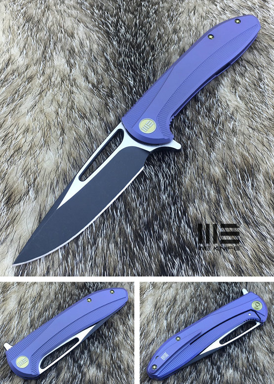 WE Knife 615C Flipper Framelock Knife, S35VN Two-Tone, Titanium Blue, 615C