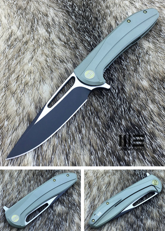 WE Knife 615E Flipper Framelock Knife, S35VN Two-Tone, Titanium Green, 615E