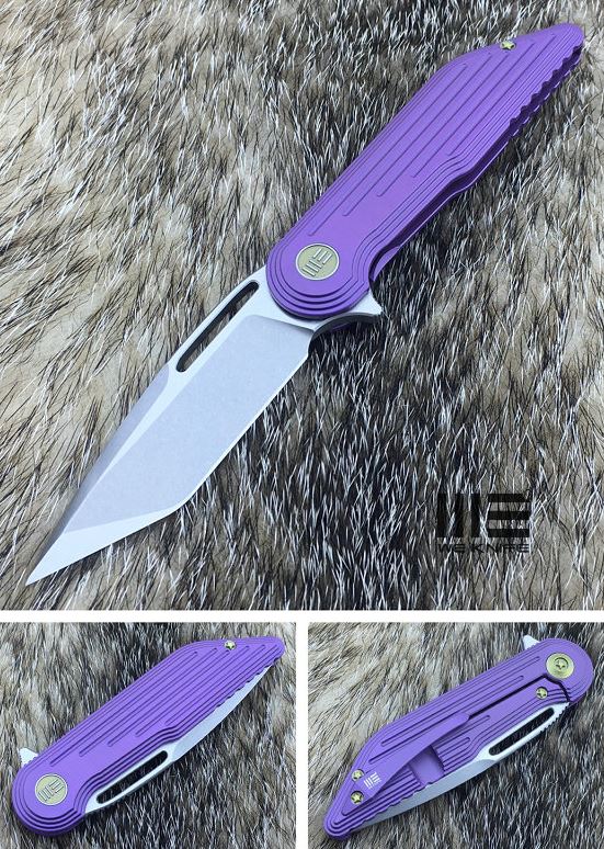 WE Knife 616B Flipper Framelock Knife, M390 Tanto, Titanium Purple, 616B