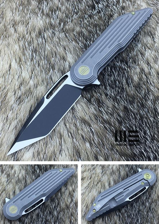 WE Knife 616E Flipper Framelock Knife, M390 Tanto, Titanium Gray, 616E