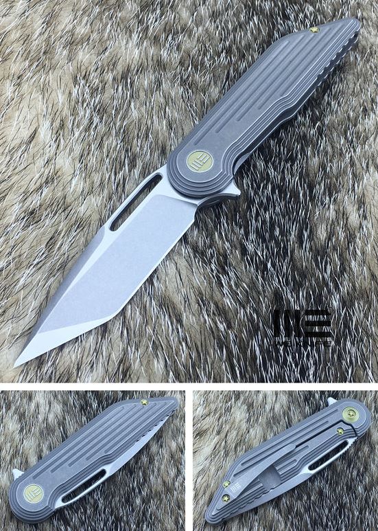 WE Knife 616F Flipper Framelock Knife, M390 Satin, Titanium Grey, 616F