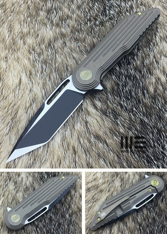 WE Knife 616G Framelock Folding Knife, M390 Tanto, Titanium Bronze, 616G