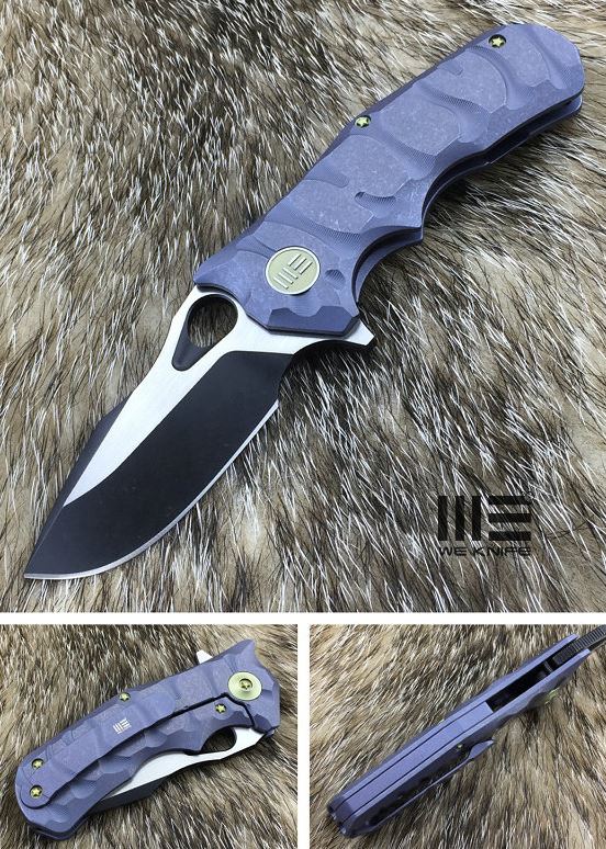 WE Knife 619A Flipper Framelock Knife, M390 Two-Tone, Titanium Blue, 619A