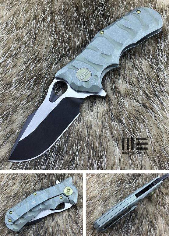 WE Knife 619C Flipper Framelock Knife, M390 Two-Tone, Titanium Green, 619C
