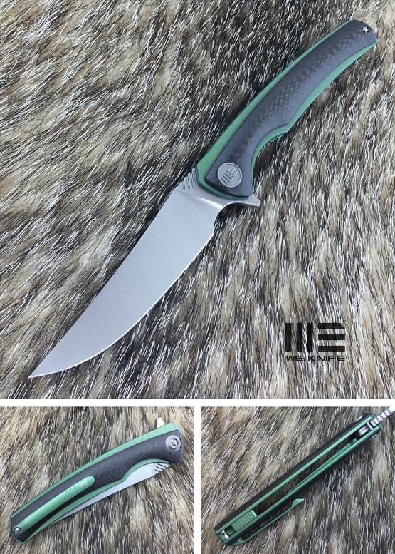 We Knife 704CFC Flipper Folding Knife, M390, Titanium/Carbon Fiber, 704CFC