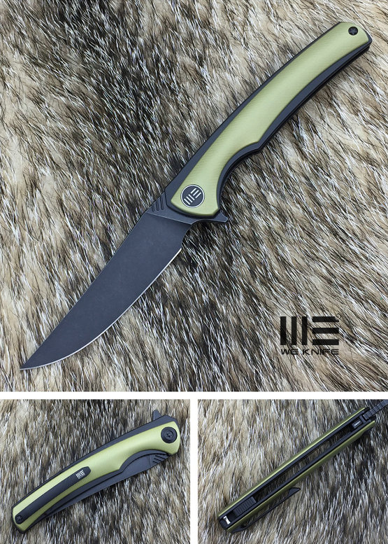 We Knife 704I Flipper Folding Knife, M390 Black, Titanium Gold, 704I