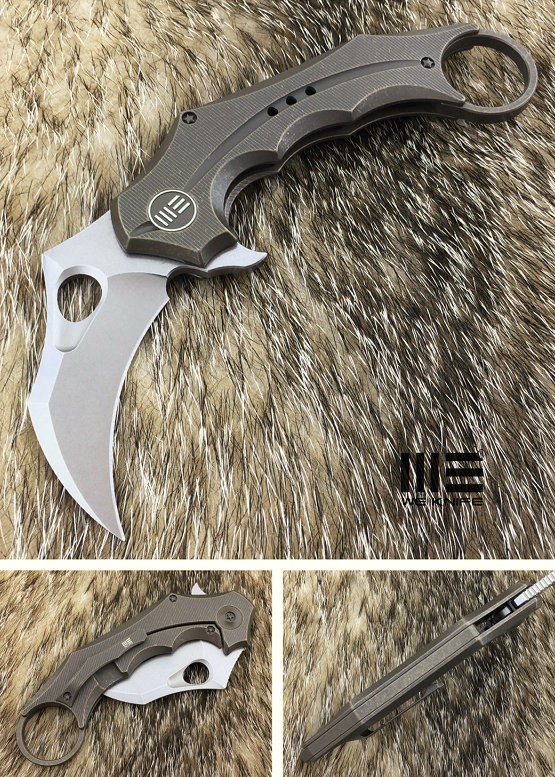 WE Knife 708F Karambit Framelock Folding Knife, S35VN, Titanium Bronzed