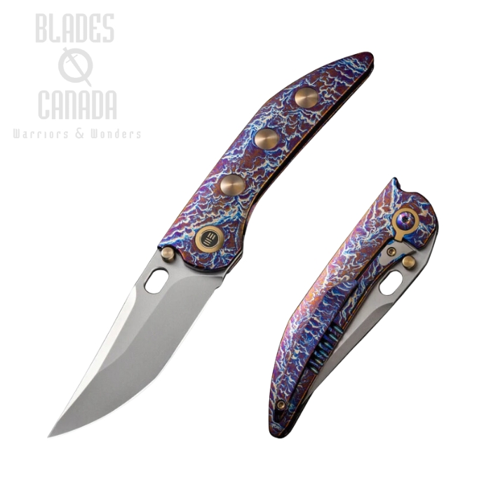 WE Knife Attor Framelock Folding Knife, CPM 20CV, Golden Flamed Titanium, WE23037-2