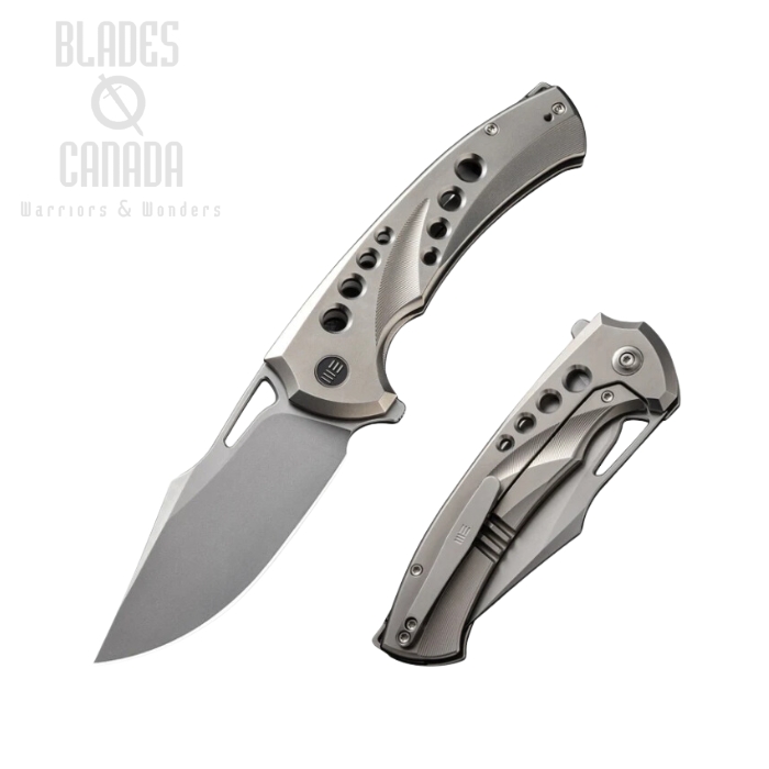 WE Knife Swiftfin Flipper Folding Knife, CPM 20CV, Titanium Bead Blasted, WE23051-2