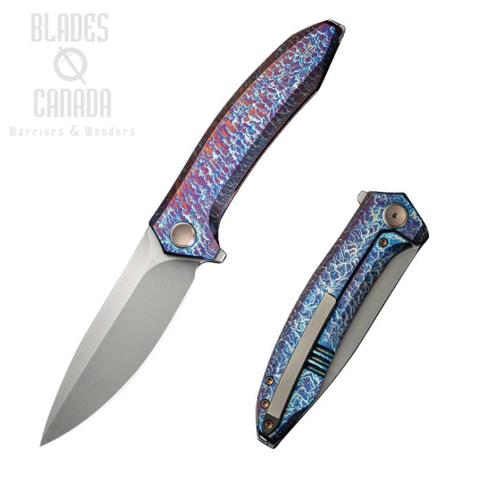 WE Knife Acuminal Flipper Folding Knife, Vanax Bead Blast, Titanium Flamed, WE23070-4