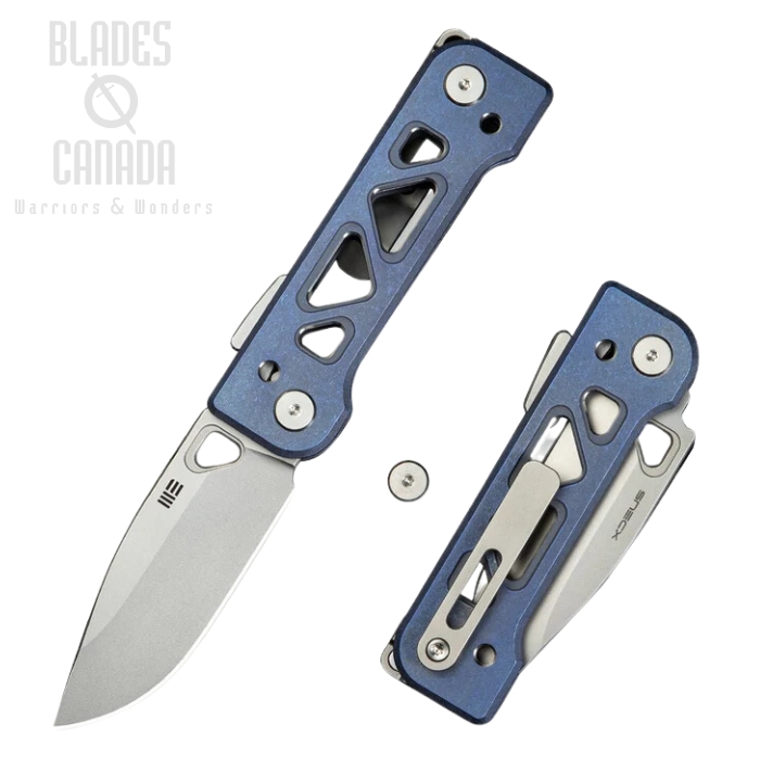 WE Knife Tyro Superlock Folding Knife, CPM 20CV, Titanium Blue, WE24001-4