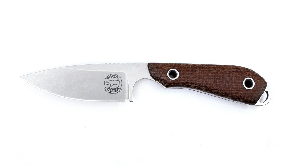 White River M1 Caper Fixed Blade Knife, Magnacut, Micarta Natural Burlap, Kydex Sheath