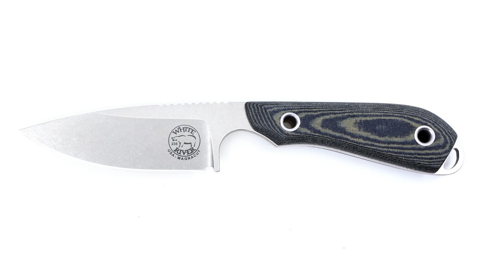White River M1 Caper Fixed Blade Knife, Magnacut, Micarta Linen Black/OD, Kydex Sheath
