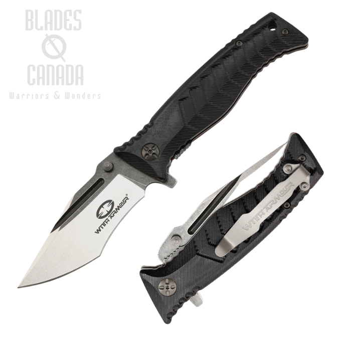 WithArmour Torpedo Flipper Folding Knife, 440C, G10 Black, WAR039BK