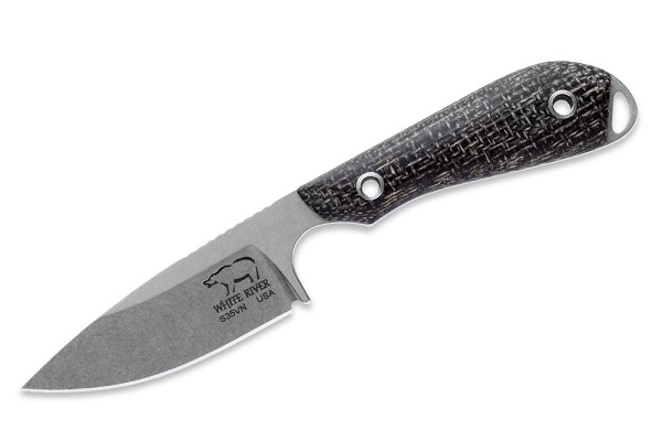 White River M1 Caper Fixed Blade Knife, S35VN, Black Burlap Micarta, Kydex Sheath